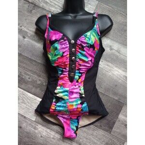 SlimSuit Women's Size 34 Vintage "80's" Floral Swimsuit